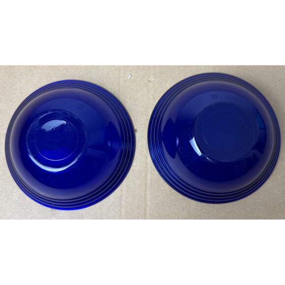 Bormioli Rocco Forum Saphir Vintage Cobalt Blue Fruit Dessert Glass Bowl Set 2 - Picture 2 of 3